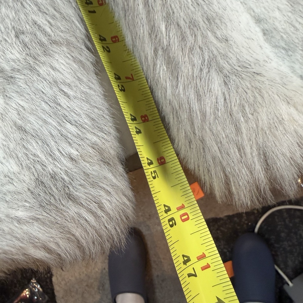 Vintage 70s 80s Faux Fur Coat Long Striped Gray Silver ILGWU Union Made M L - Picture 10 of 13